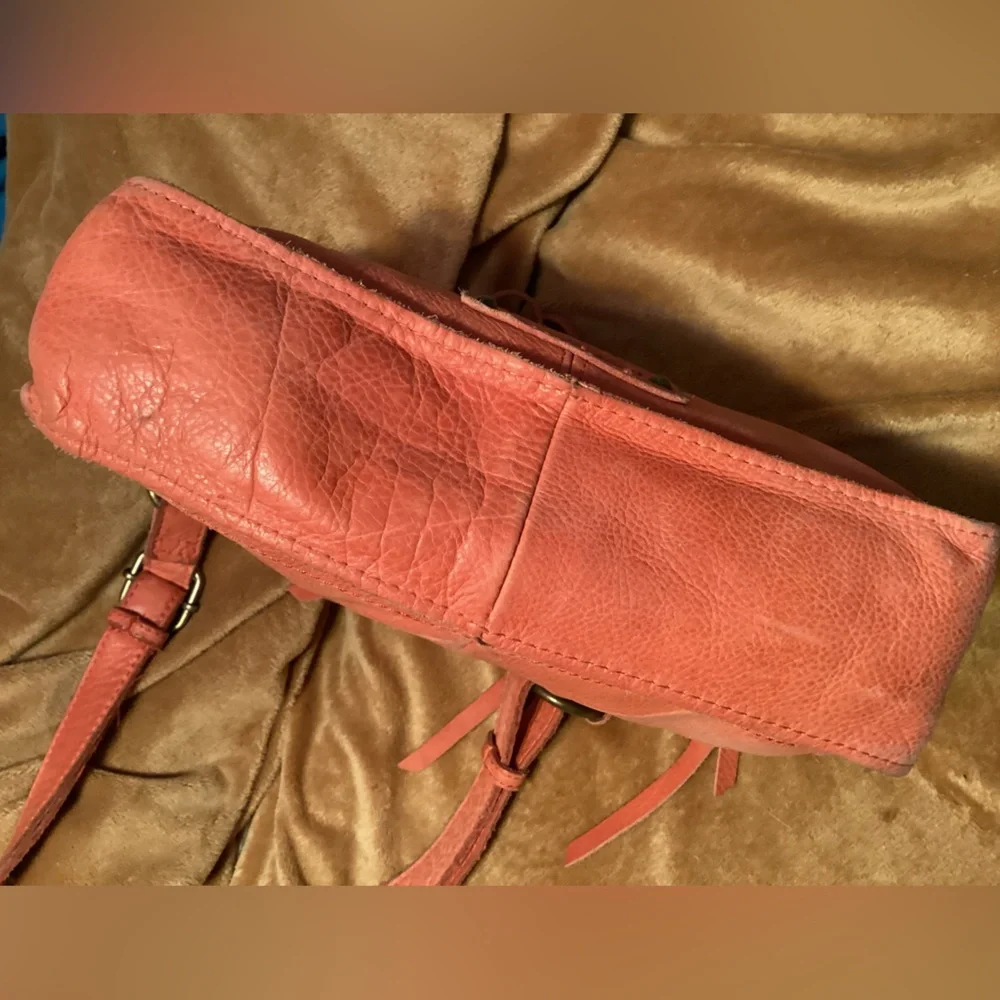 Lucky Brand Rayla Leather Crossbody Shoulder Handbag Boho Tassel Zip Tangerine - Picture 8 of 14
